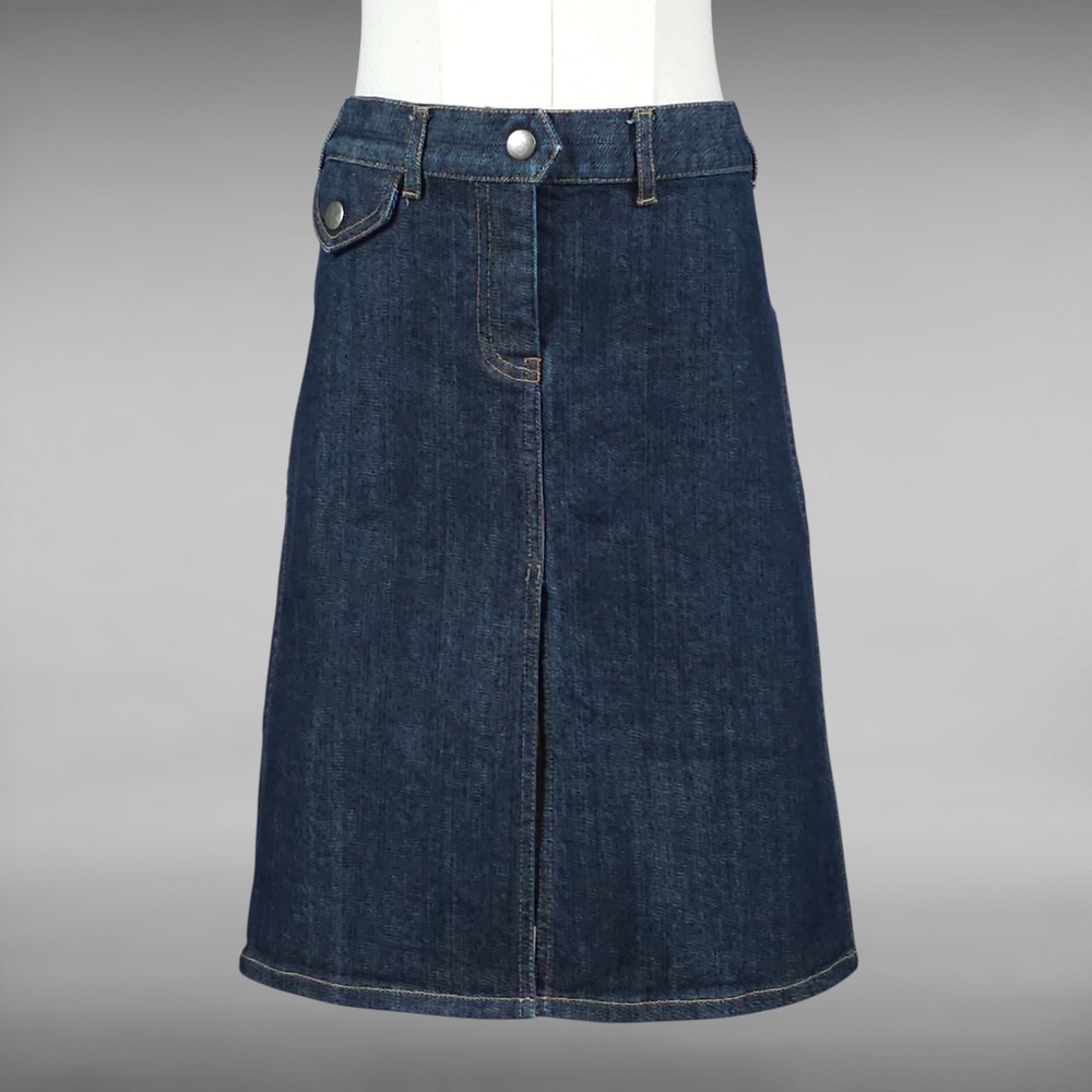 Vintage Y2K Gorpcore Utility Dark Wash Denim Multi Pocket Pencil Skirt Women 10